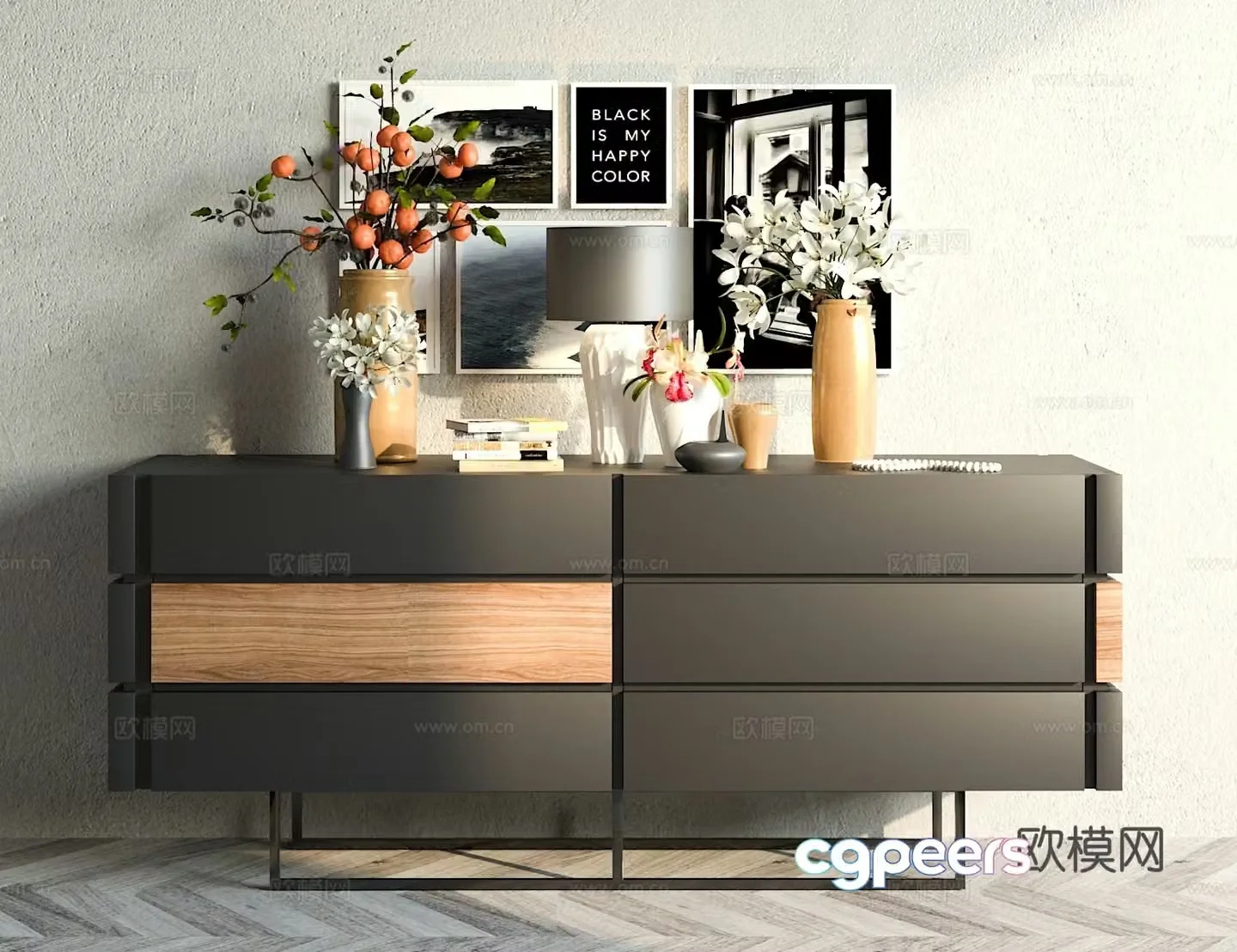 Modern decorative cabinet ornament combination 3D model