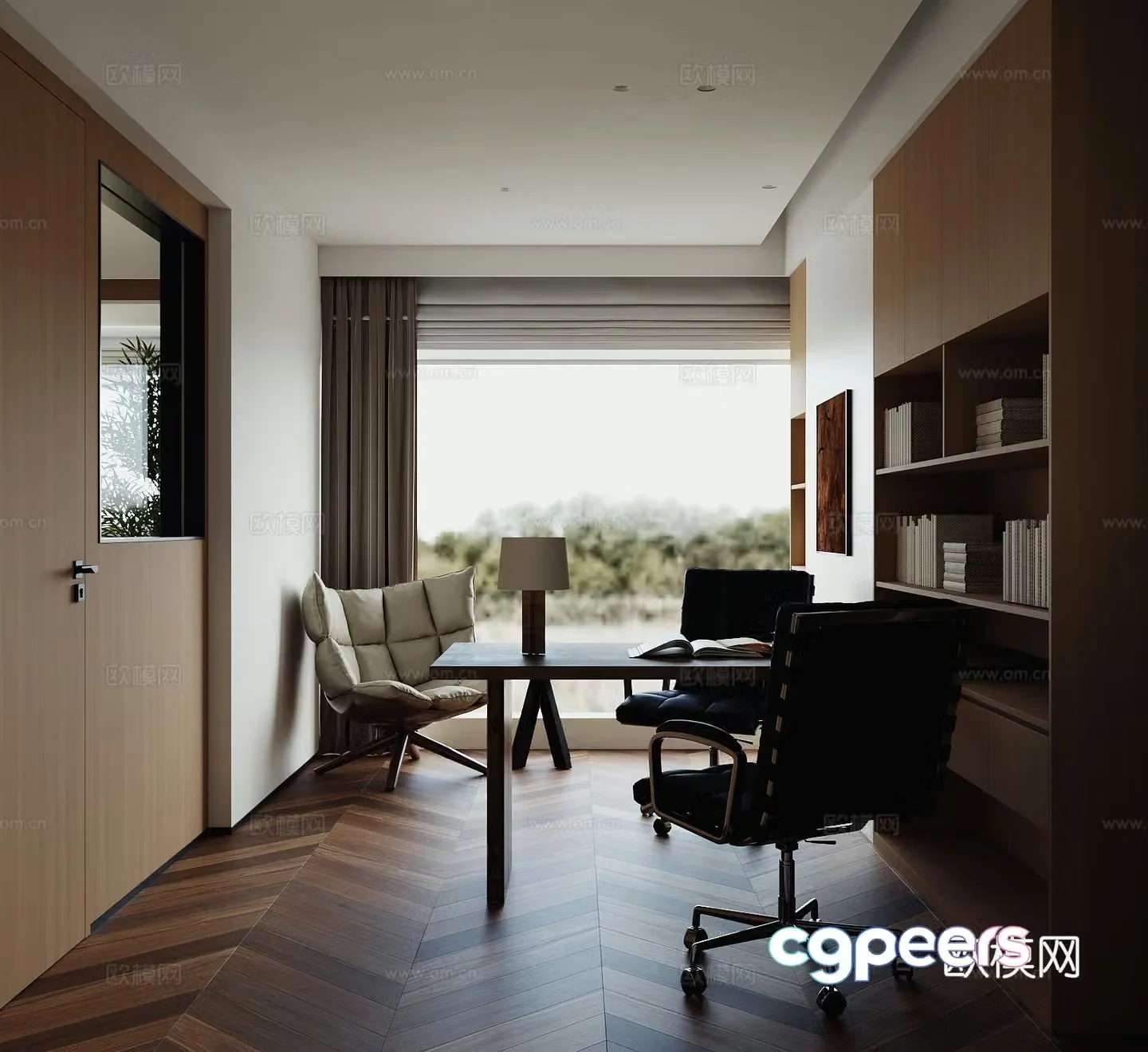 Modern study room 3d model