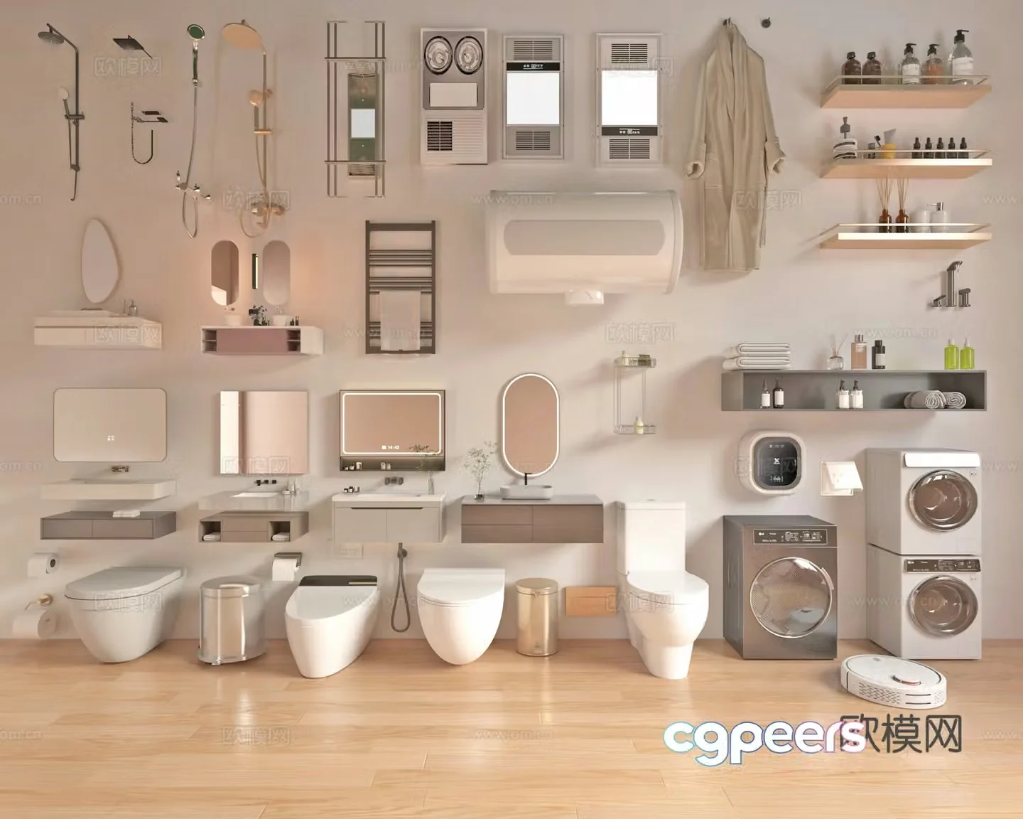 Yuba toilet shower small back basket washing machine drying rack 3D model