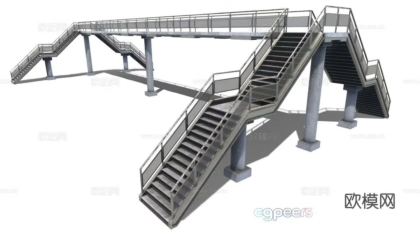 Highway overpass pedestrian bridge 3d model