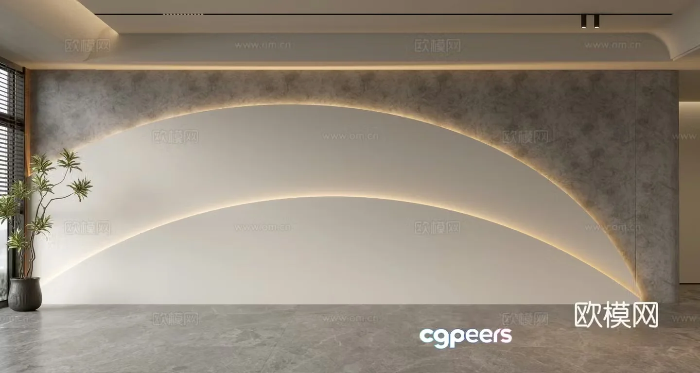 Modern front desk background wall Simple background wall Front desk reception area background wall Company front desk background wall 3d model