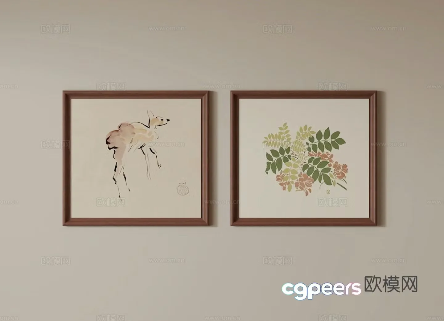 American art hanging painting decorative painting 3D model