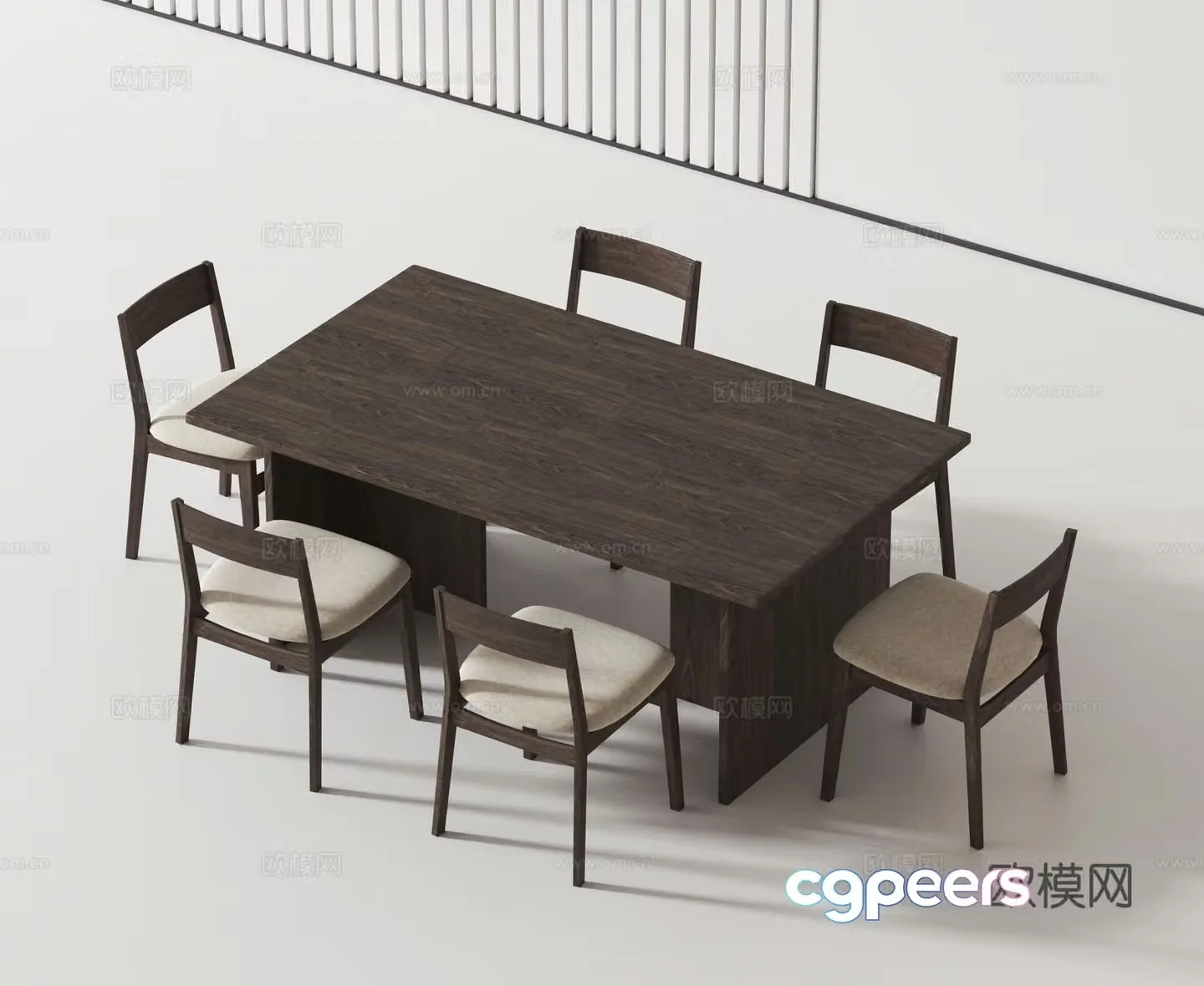 Modern dining table and chair 3d model