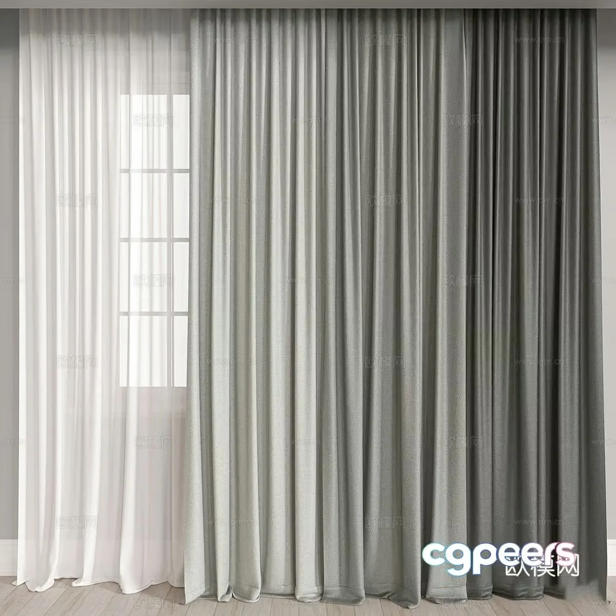 Modern fabric curtain gauze curtain 3d model