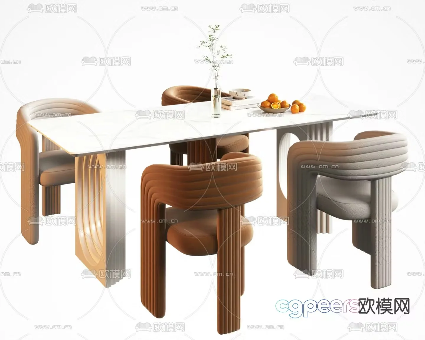 Dining table long dining table 3d model