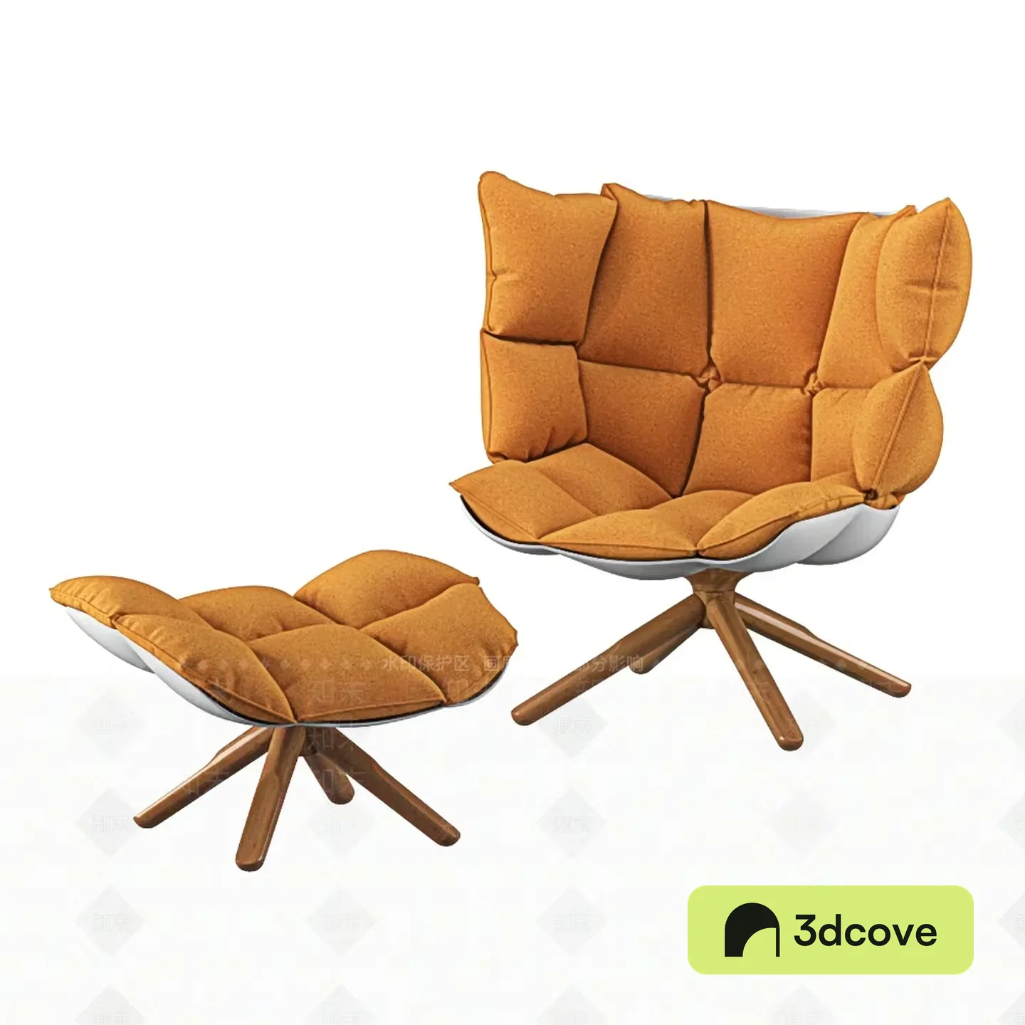 A Modern Chair With A Matching Footstool