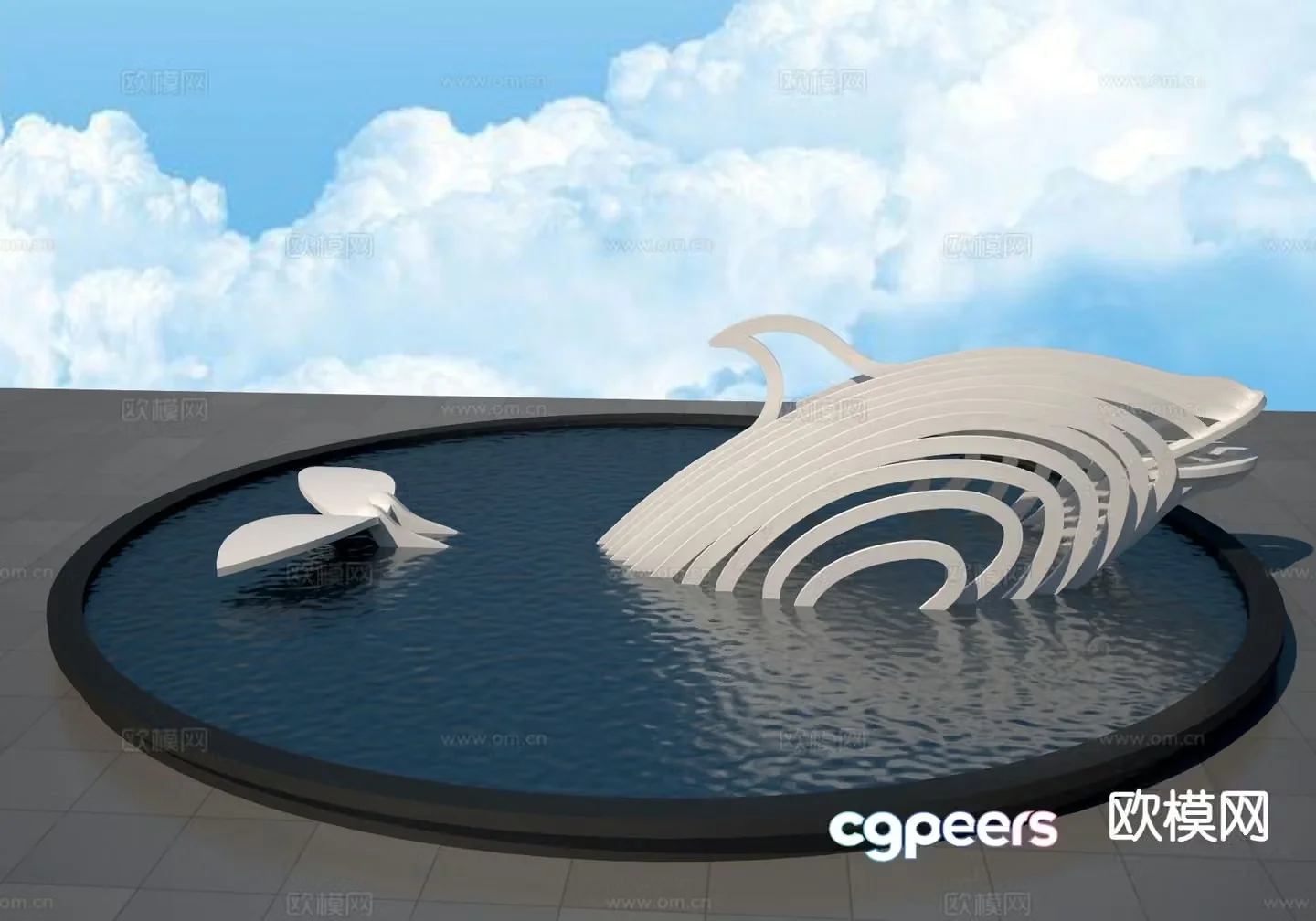 Simple whale sculpture landscape sculpture 3d model