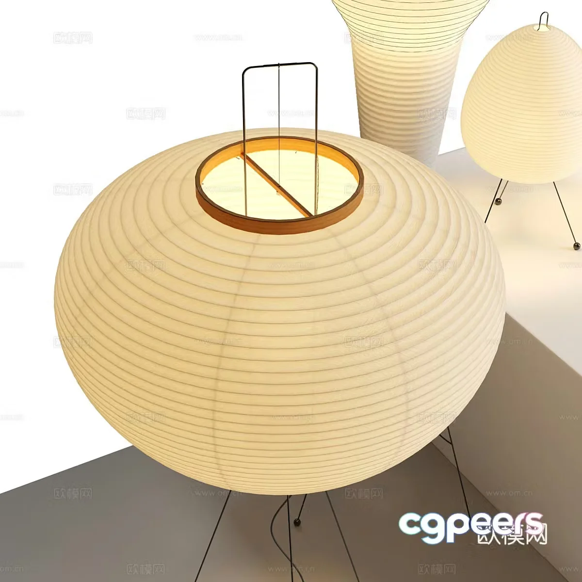 New Chinese style Wasabi Rice Paper Floor Lamp 3D Model