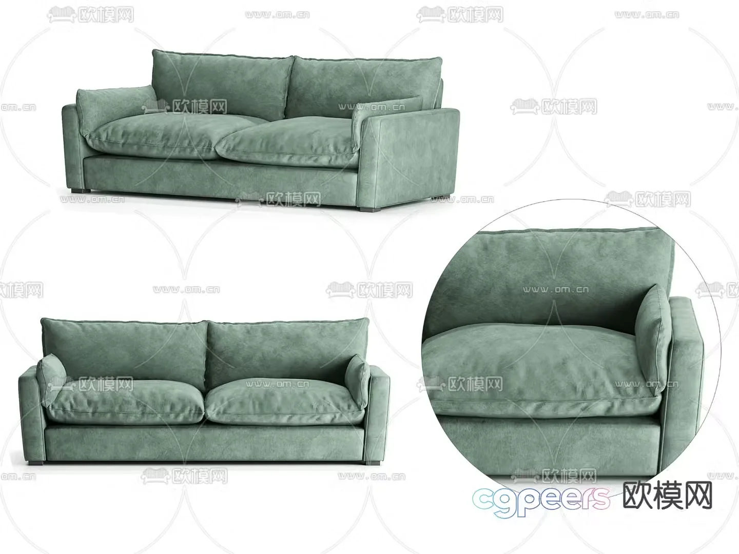Green sofa double sofa 3d model