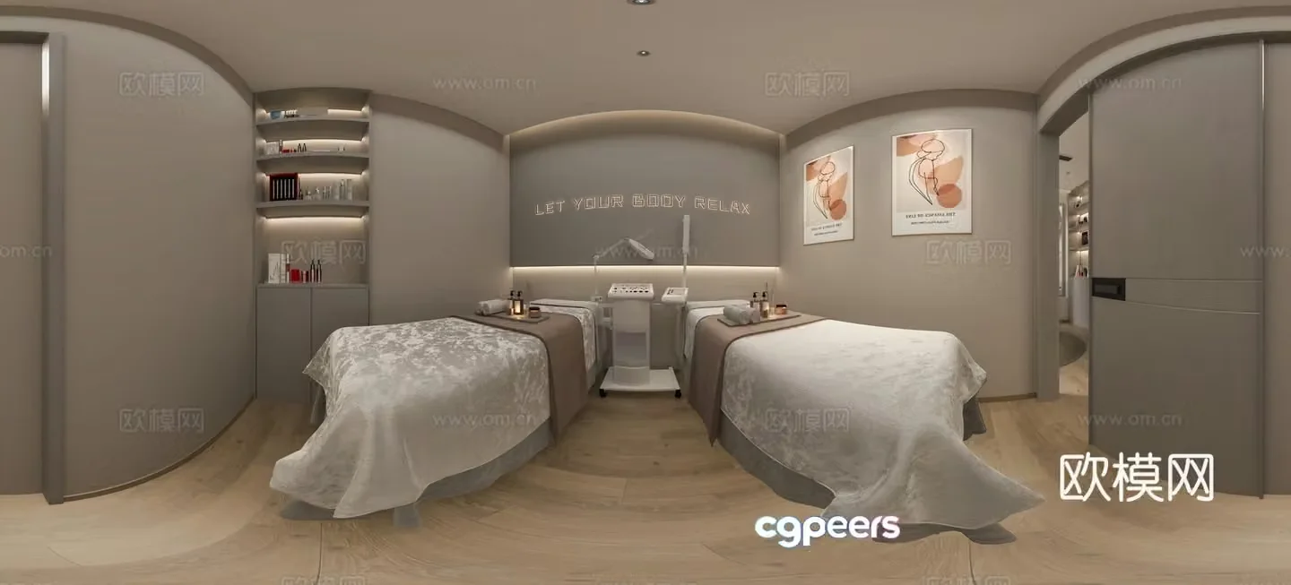 Cream style beauty SPA private room VR panoramic 3D model
