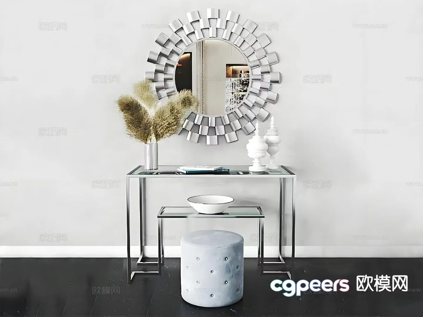 Light luxury dressing table makeup table 3d model