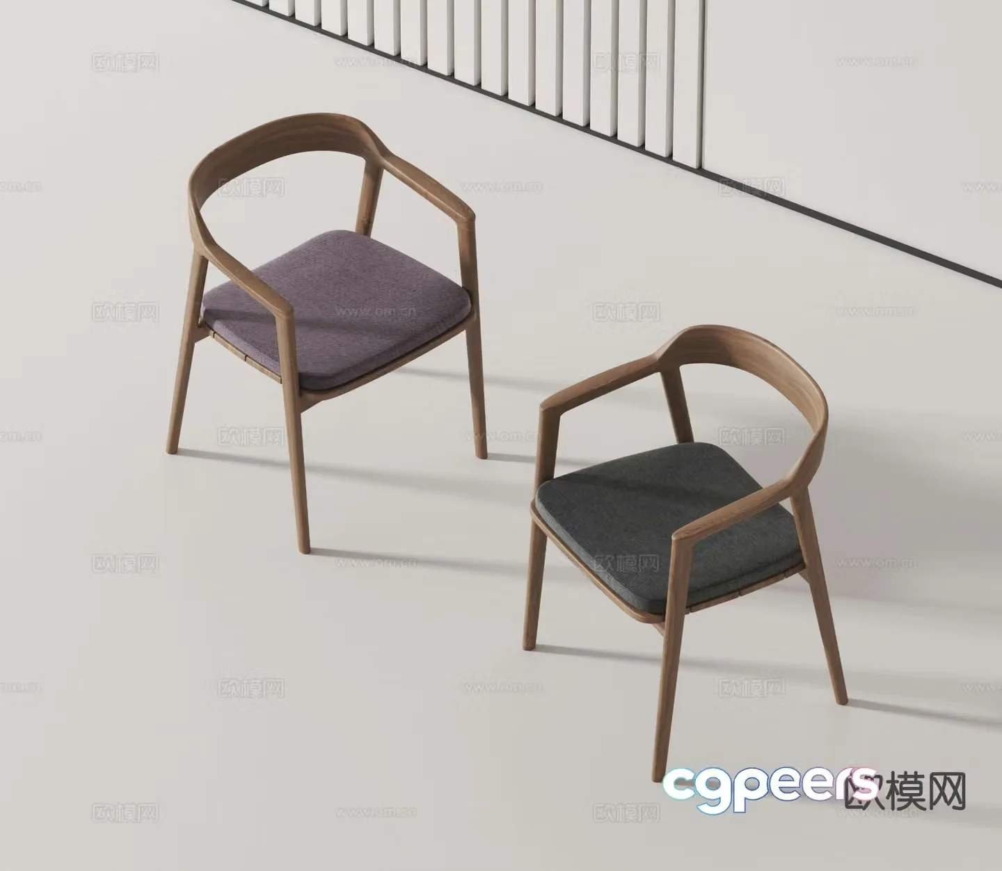 Nordic chair armchair single chair dining chair 3d model