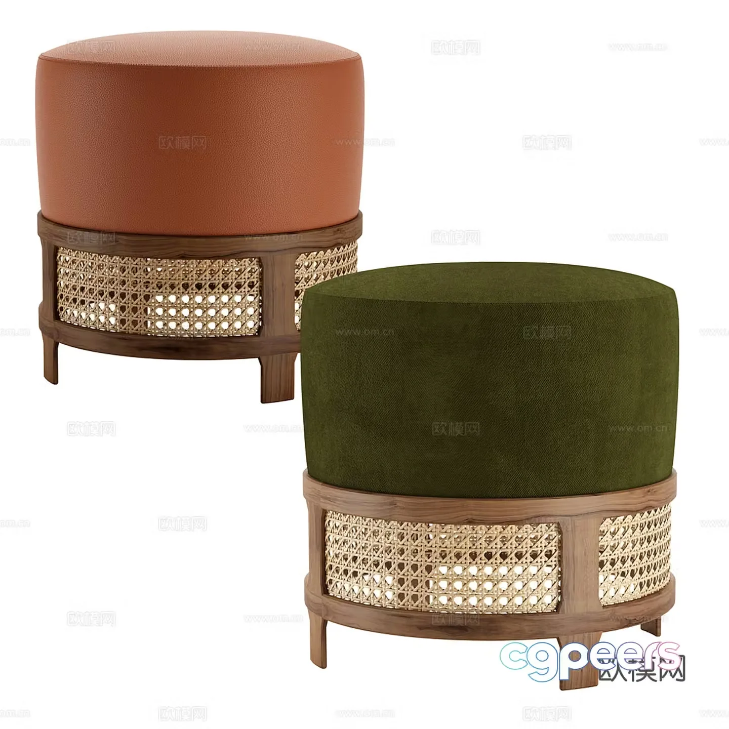 Middle-aged sofa stool low stool round stool dressing stool 3D model