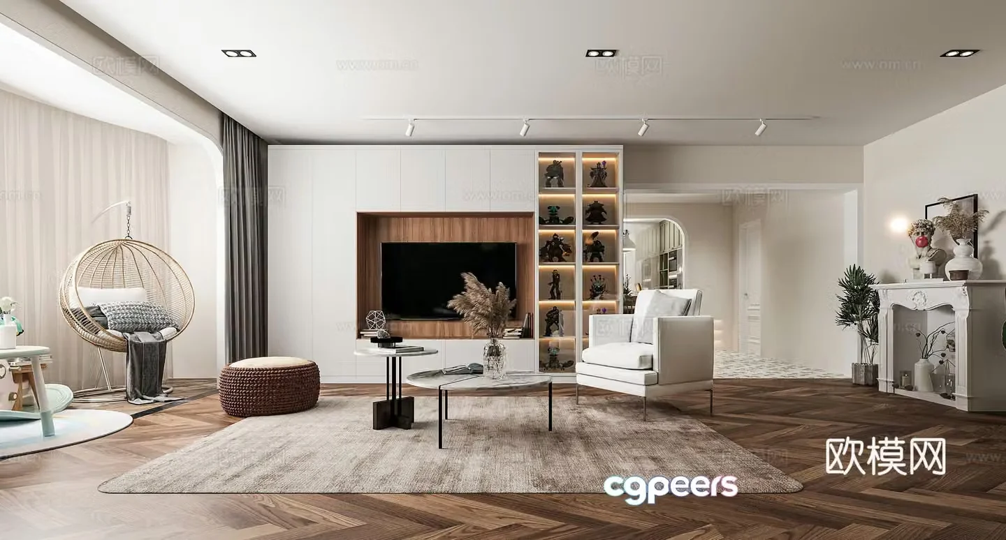 American living room 3d model