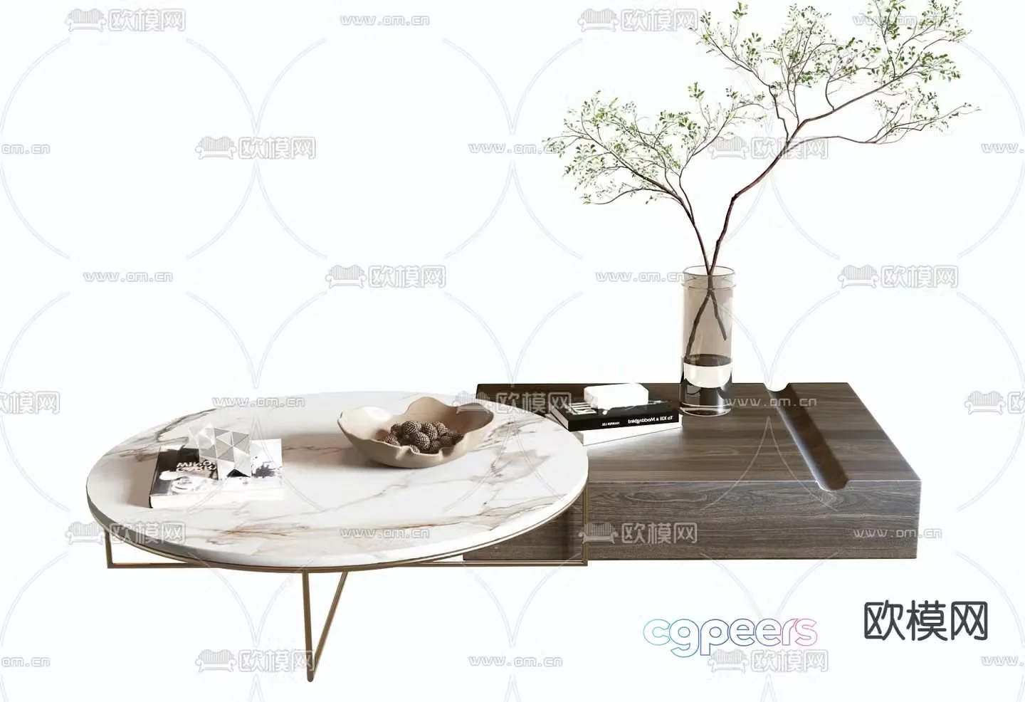 B&B italia modern marble coffee table 3d model