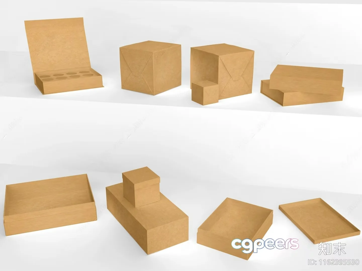 Brown Cardboard Boxes 3D Model – 16280 – VRAY Render
