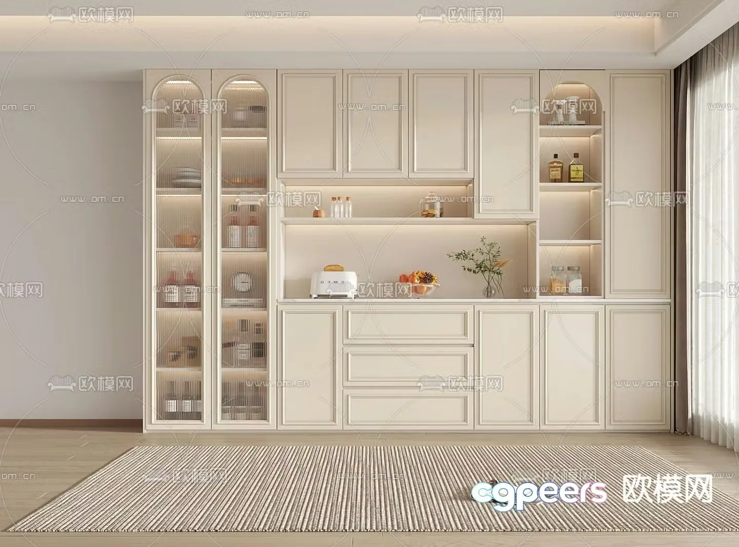 French wine cabinet sideboard 3d model
