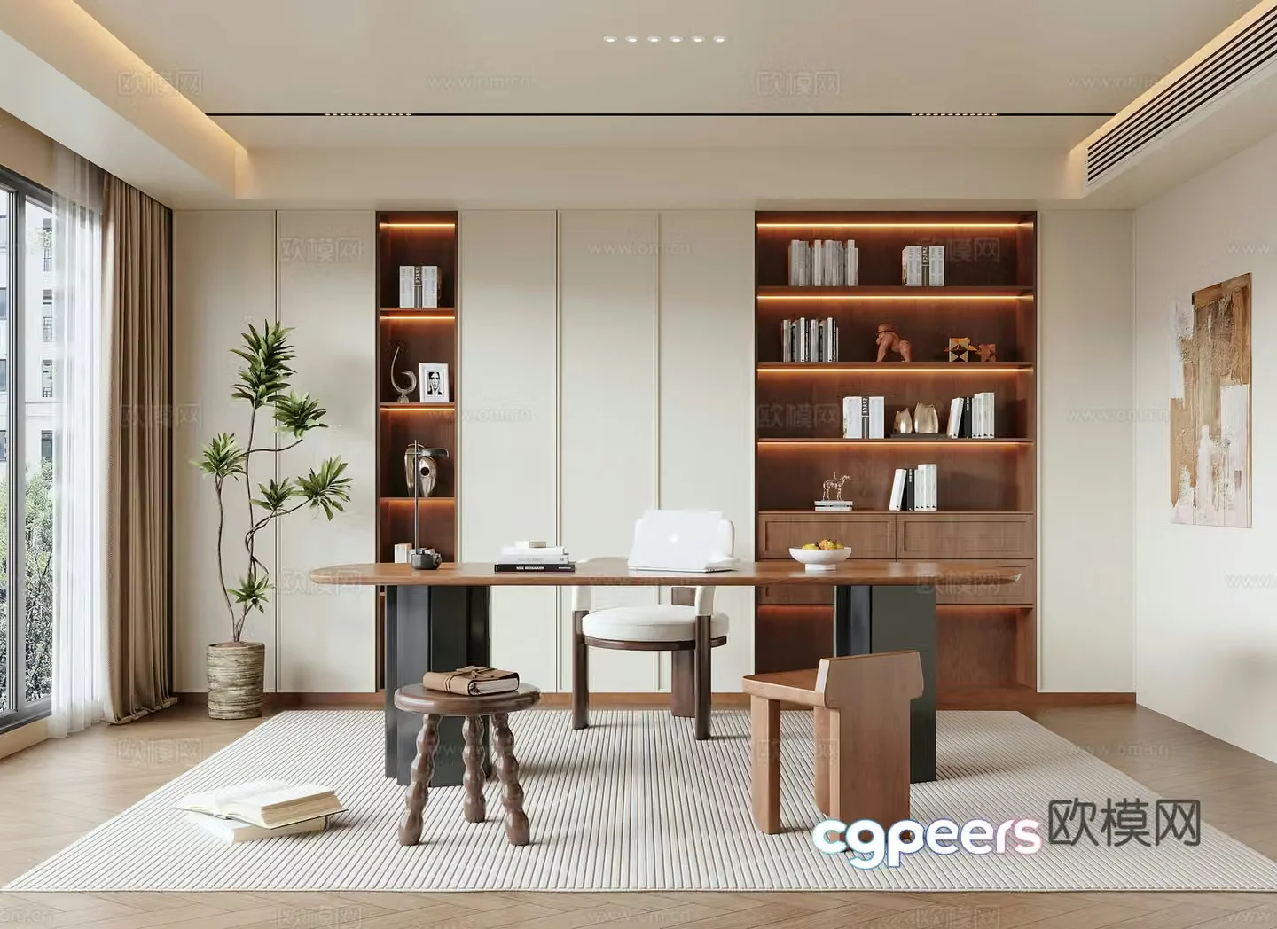Middle-aged study room 3D model