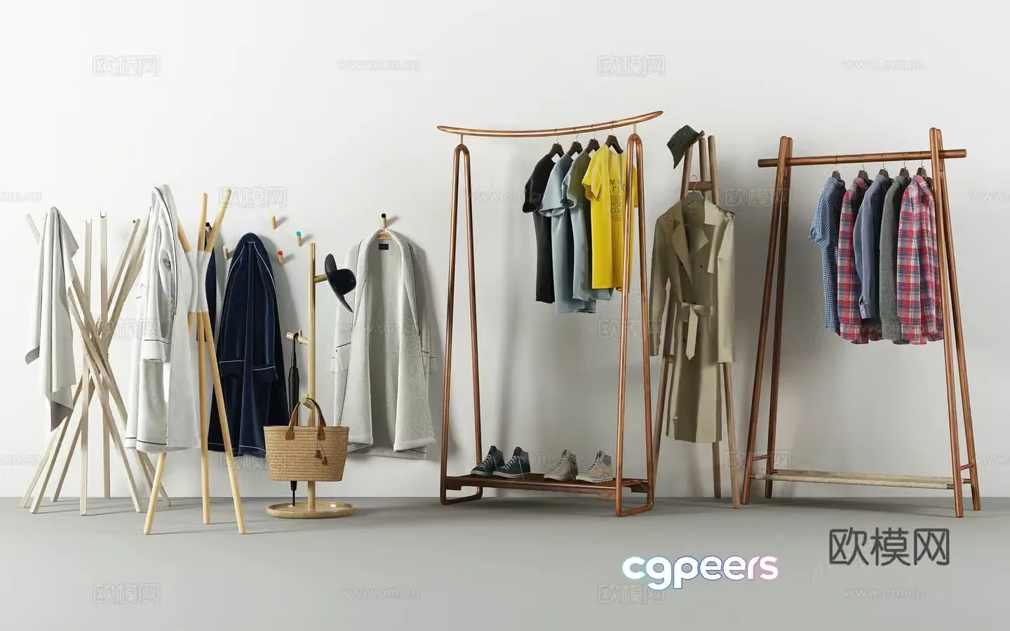 Nordic clothes hanger combination 3D model