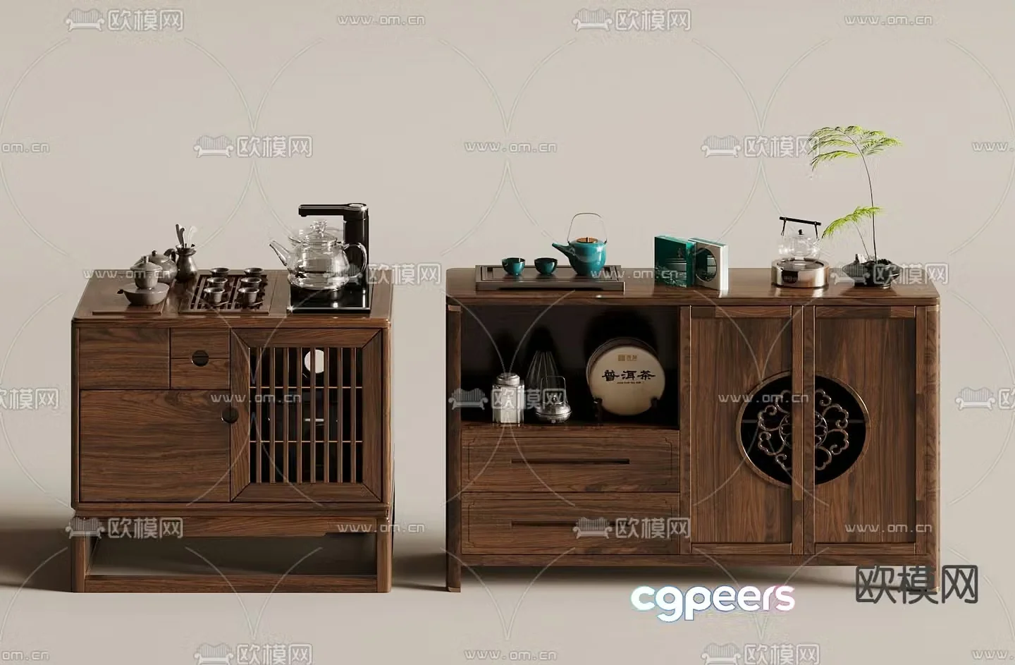 Middle-aged tea cabinet tea cabinet 3d model