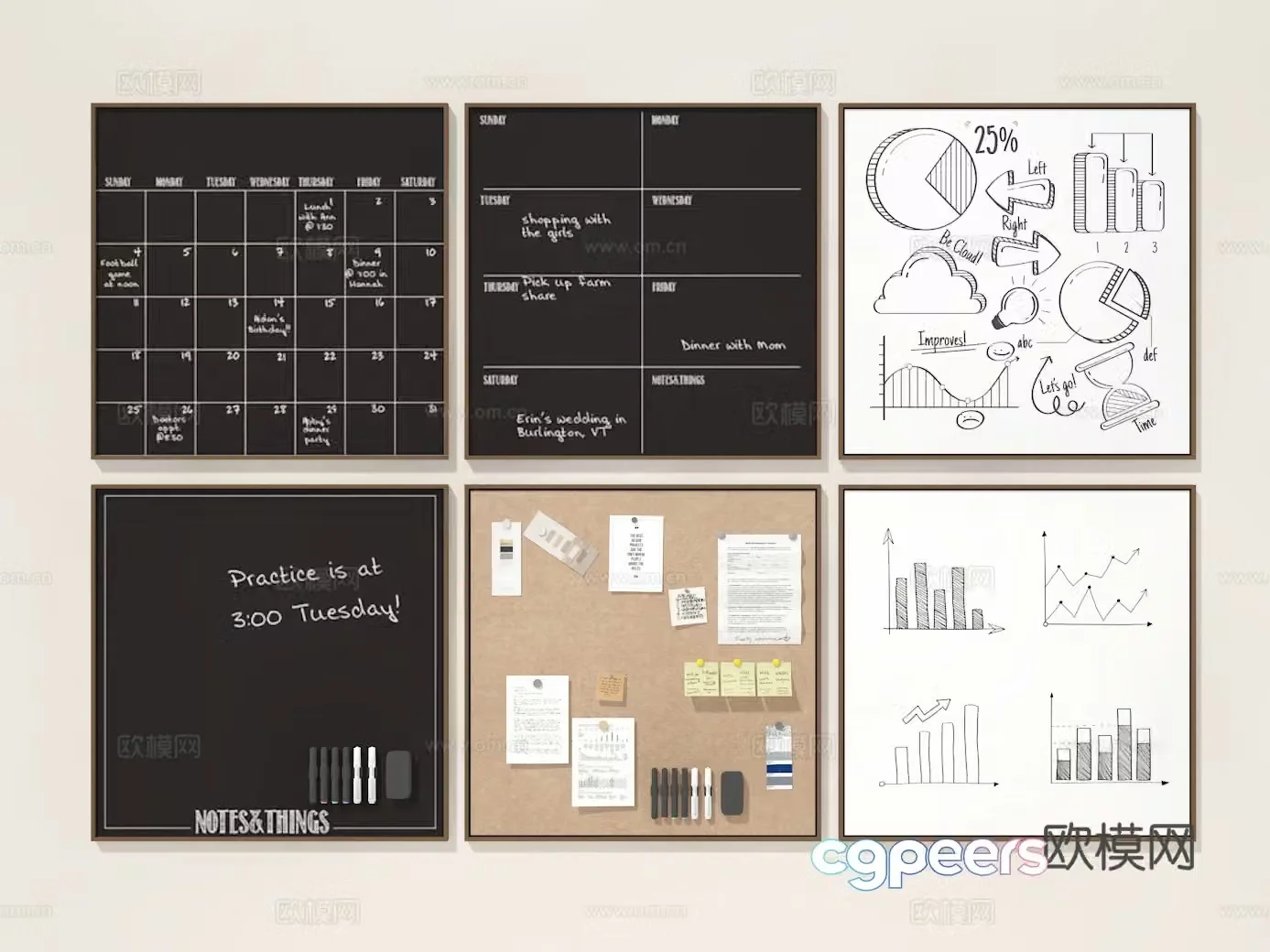 Sticky note board 3D model