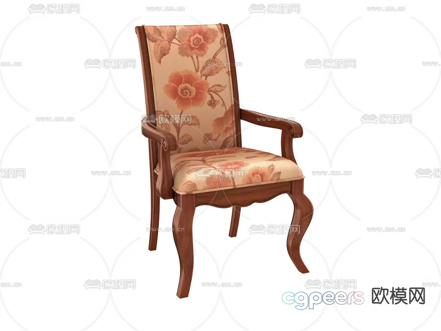 Simple European chair dining chair 3d model