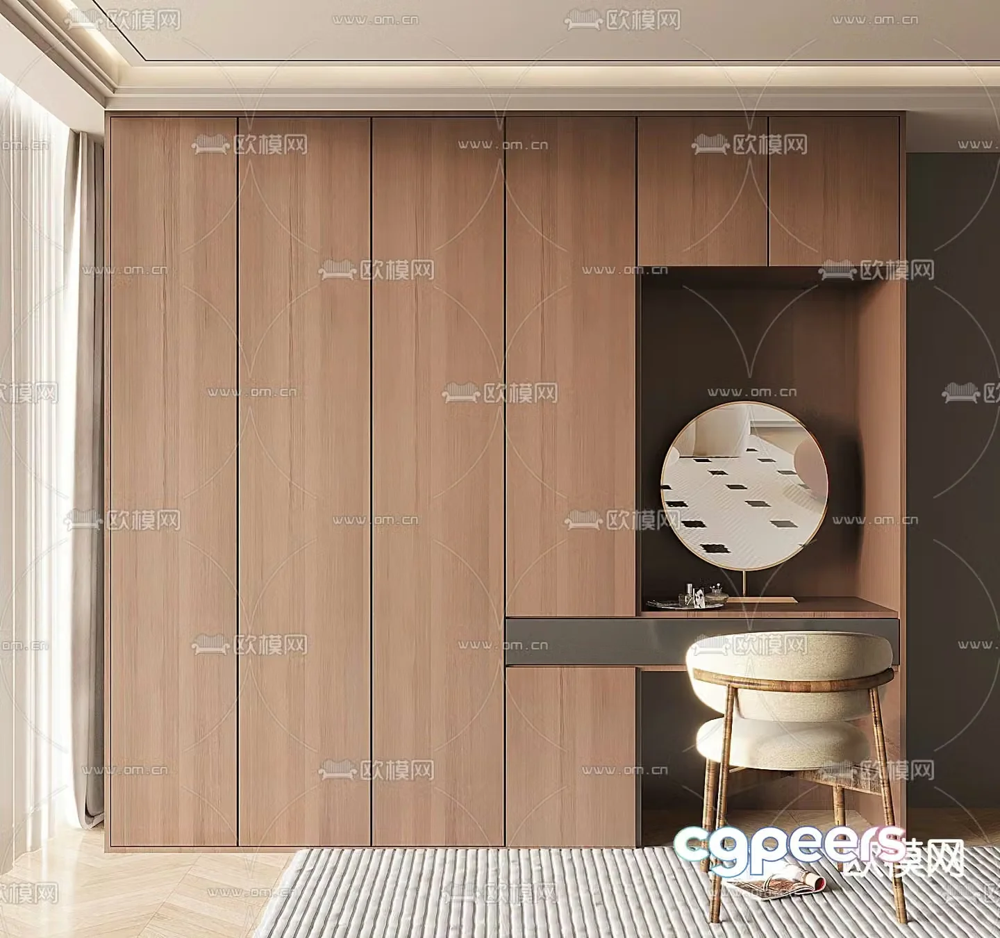 Middle-aged wind wardrobe 3d model