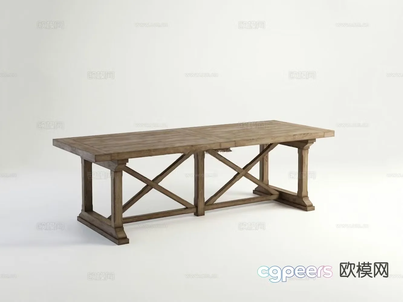 American dining table solid wood dining table 3d model