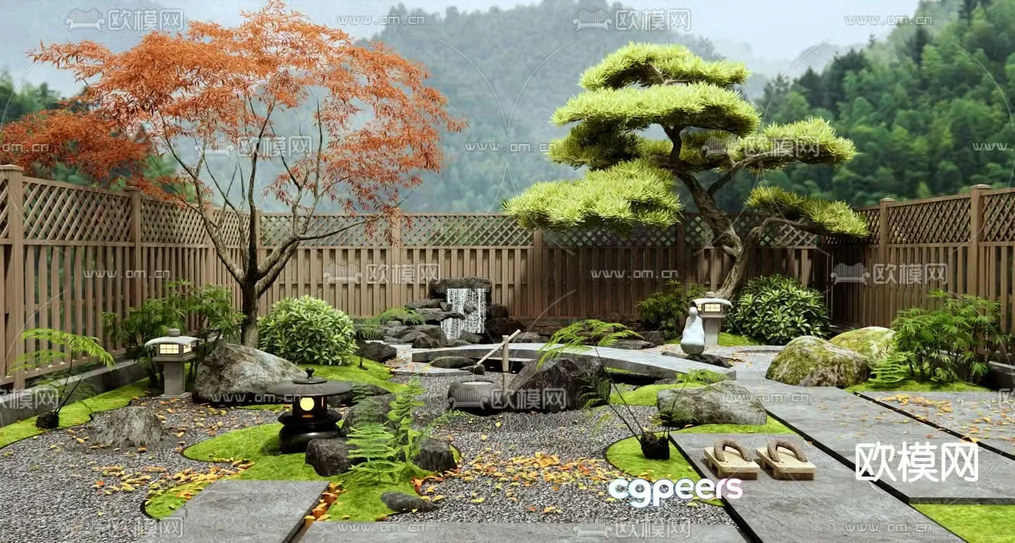 Courtyard landscape plant landscape 3D model