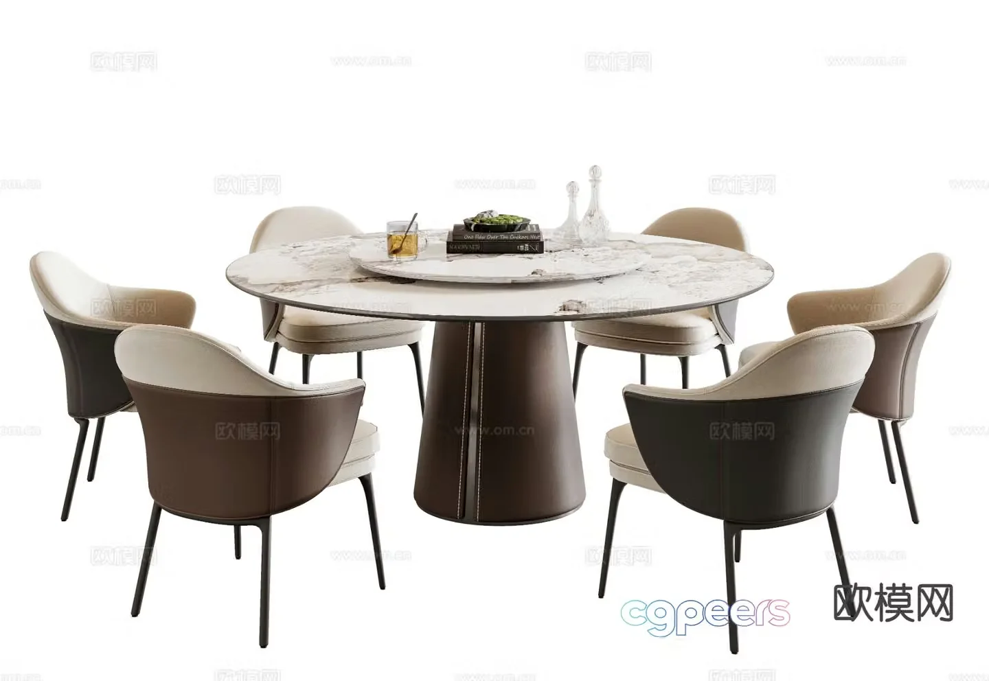 Italian dining table and chairs 3d model