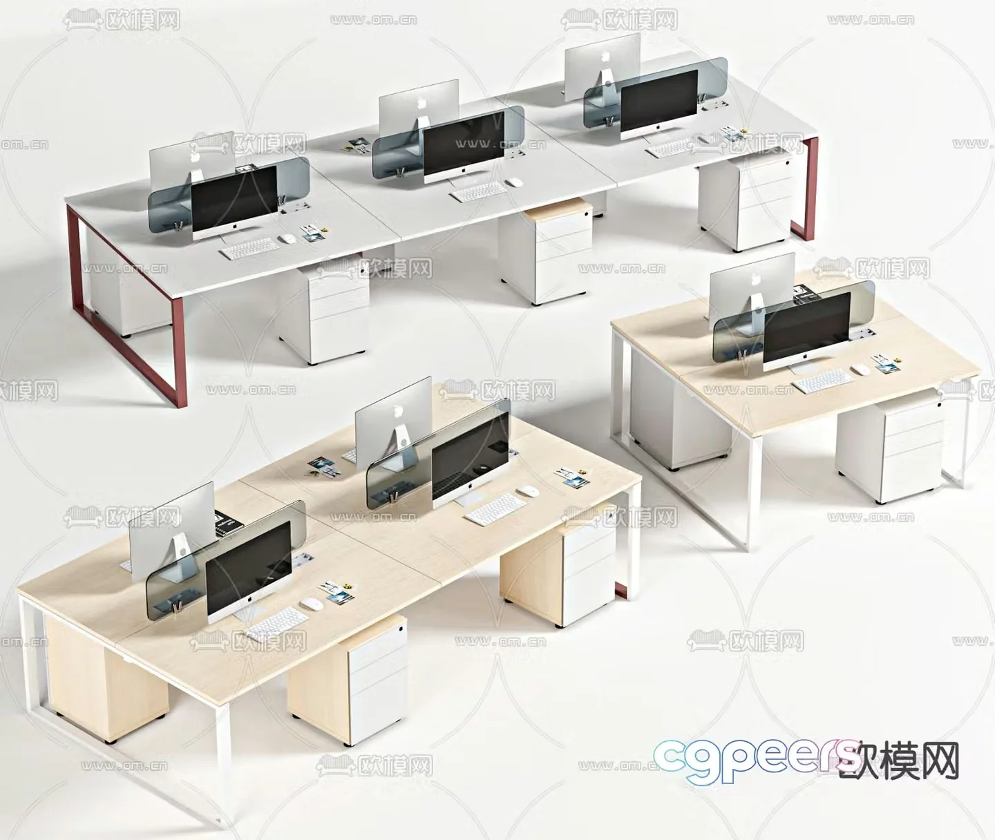 Card space desk workstation 3D model