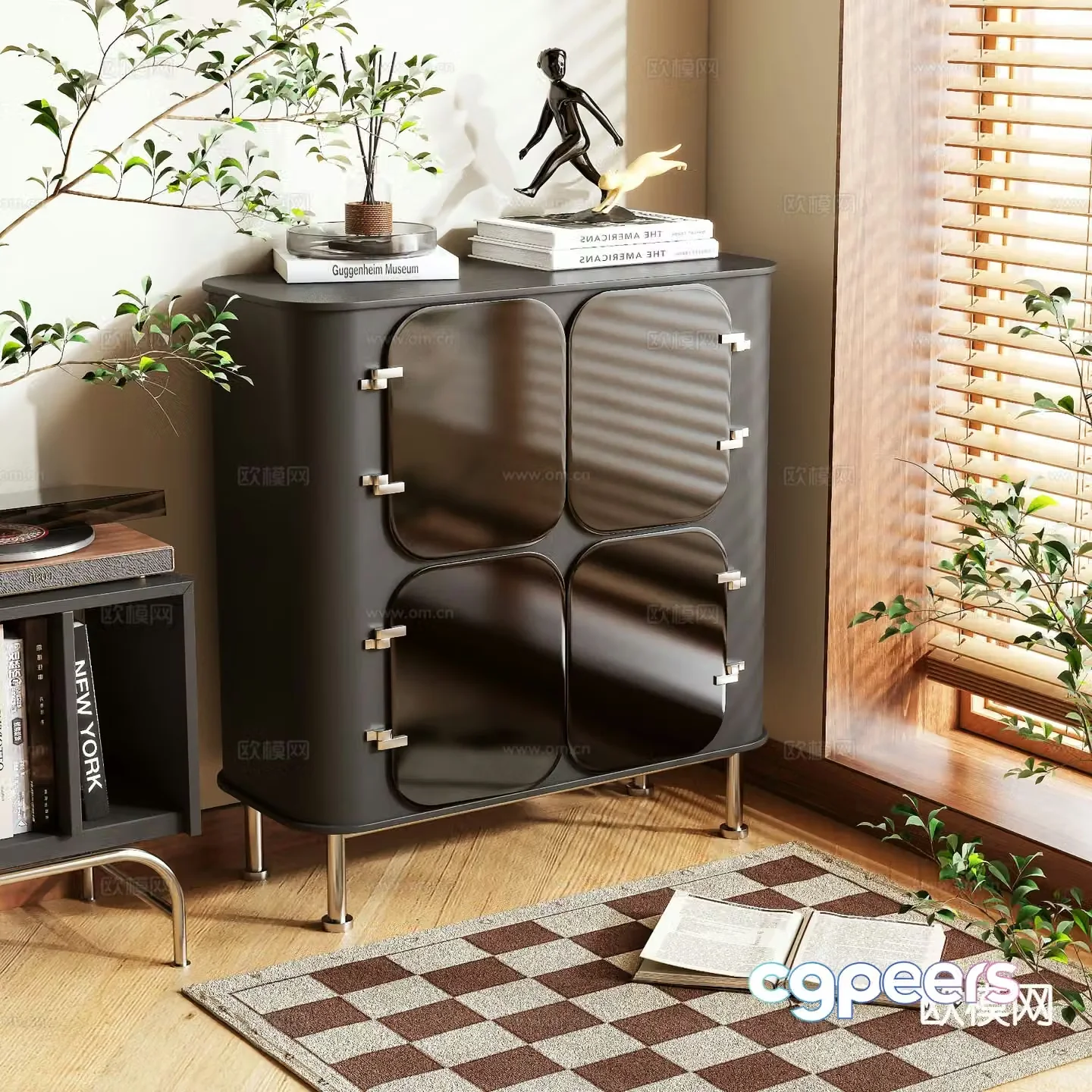 Medieval style shoe cabinet low cabinet 3d model