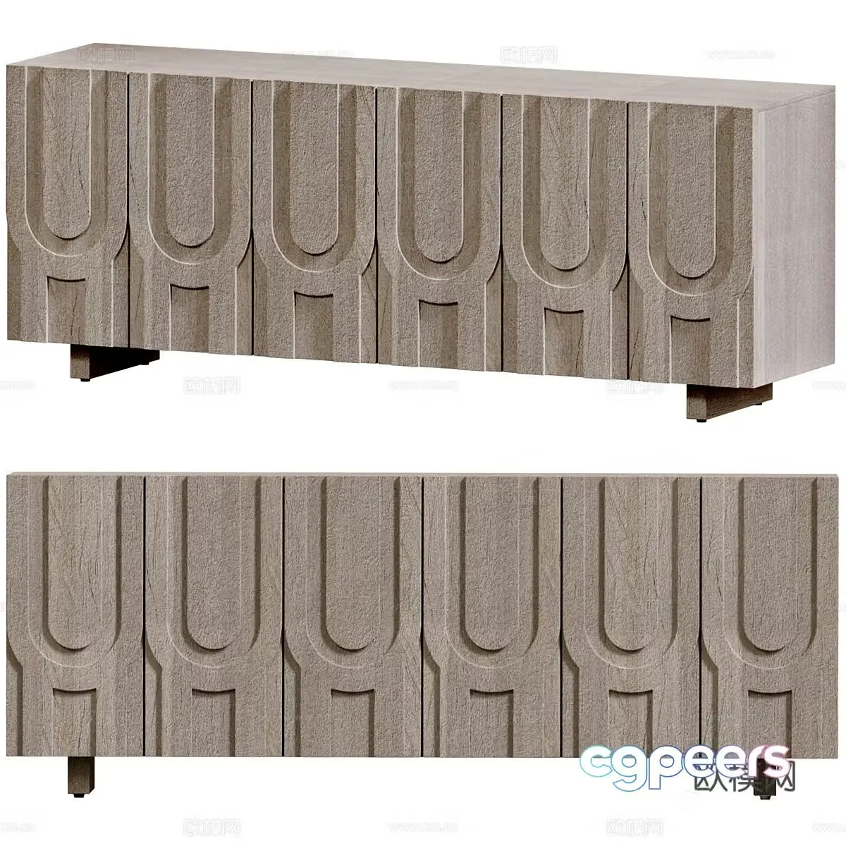 Camila Ash Wood Media Console 3d Model