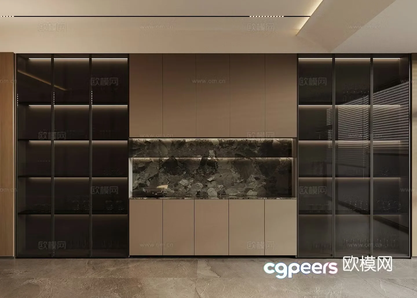 Light luxury Italian decorative cabinet glass wine cabinet sideboard dining cabinet red wine cabinet wine cabinet sideboard 3D model