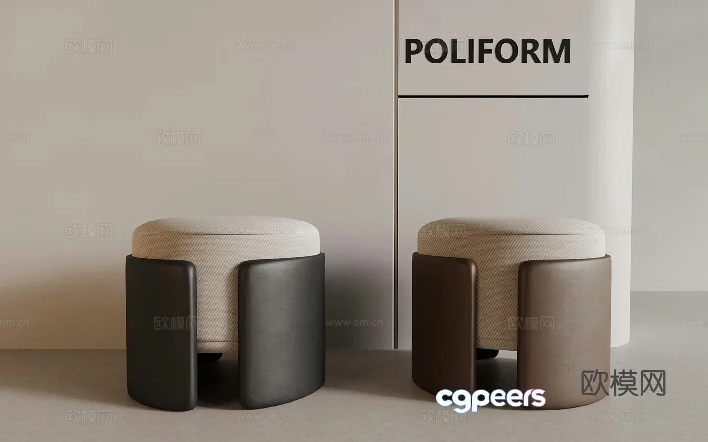 Modern simple stool low stool round stool 3d model