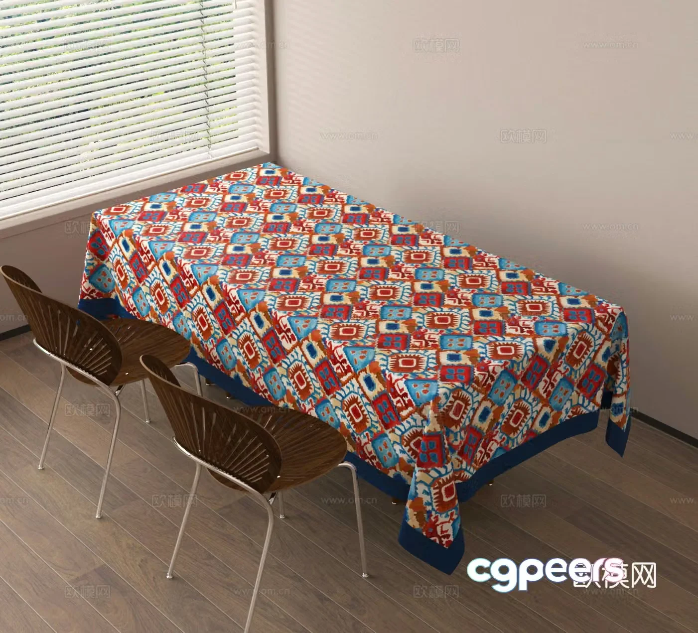 Dining table and chairs Dining cloth 3D model