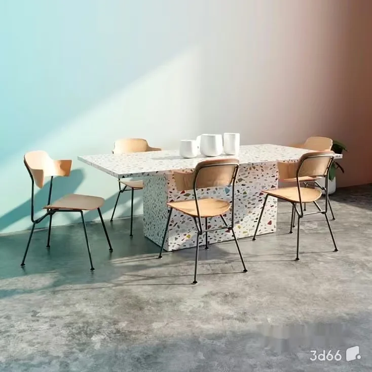 A Dining Table With Chairs 3D Model – 21348 – VRAY Render
