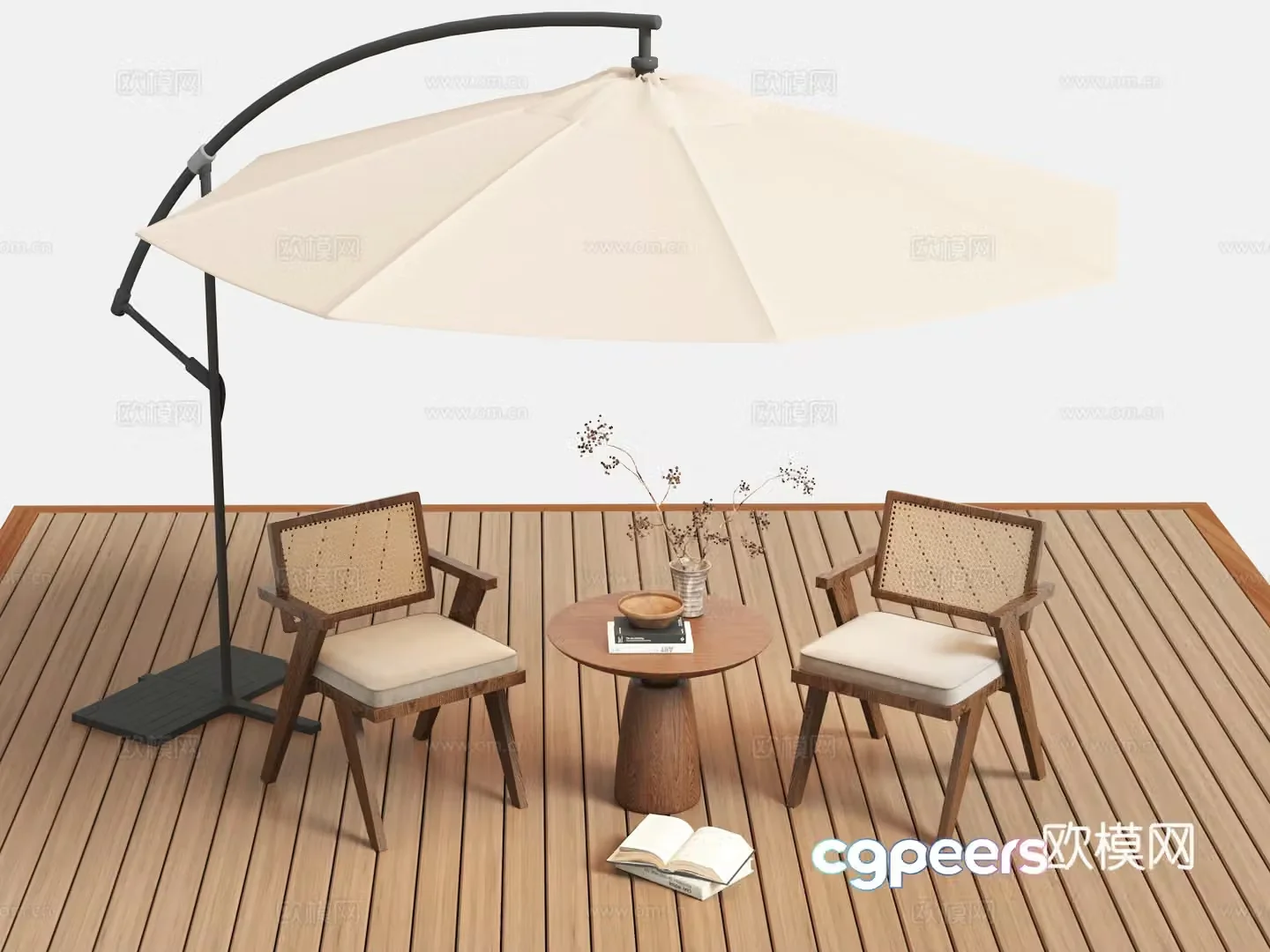 3D model of outdoor leisure chair side parasol