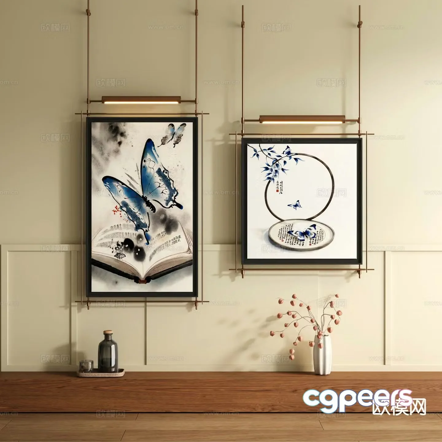 New Chinese style decorative painting art painting hanging painting 3d model