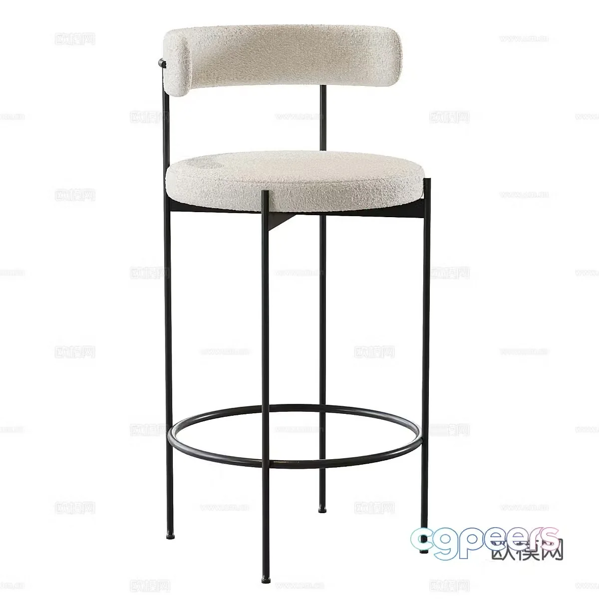 Modern Cream Style Liberda Bar Chair 3D Model
