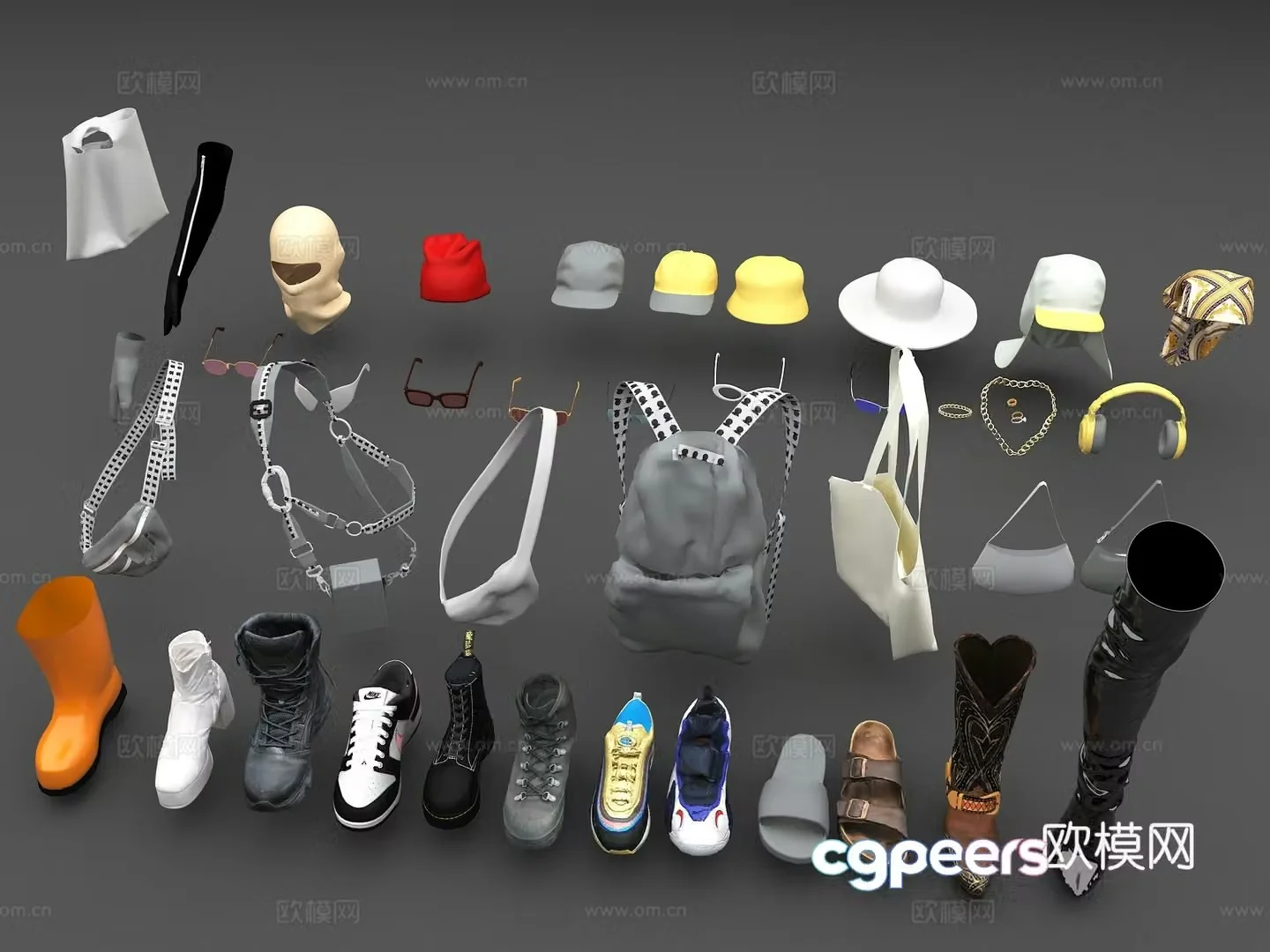 Shoes sneakers AJ NIKE boots water shoes bag shoulder bag backpack hat 3d model