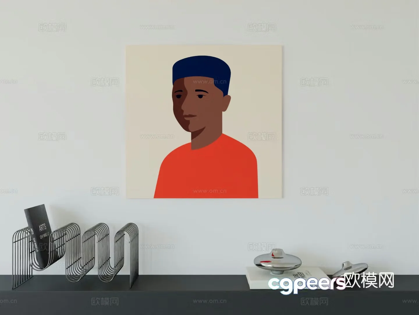 Modern minimalist cute cartoon character boy room girl room hanging painting 3d model