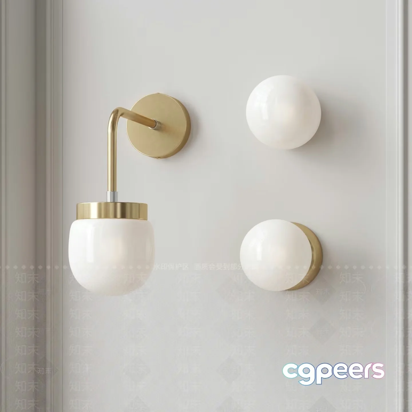 Gold Light Fixture 3D Model – 1064 – VRAY Render