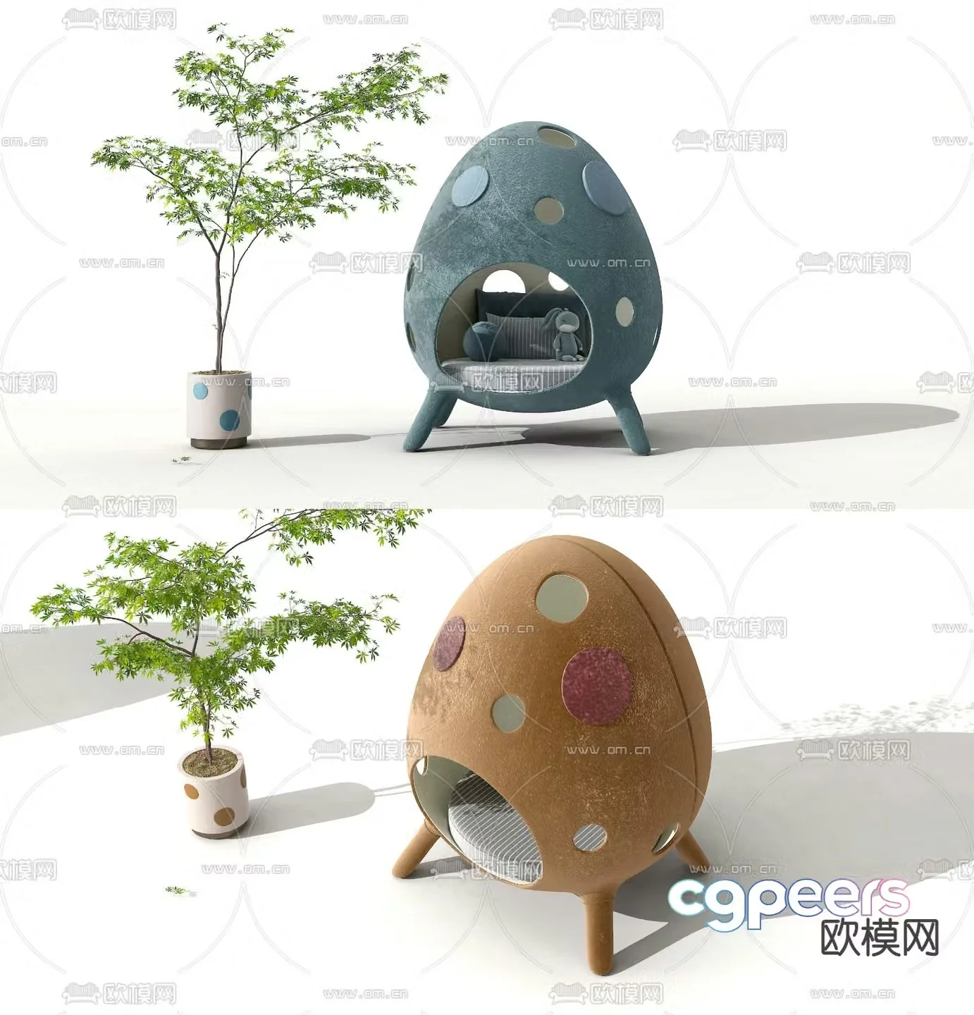 Modern eggshell child seat 3d model