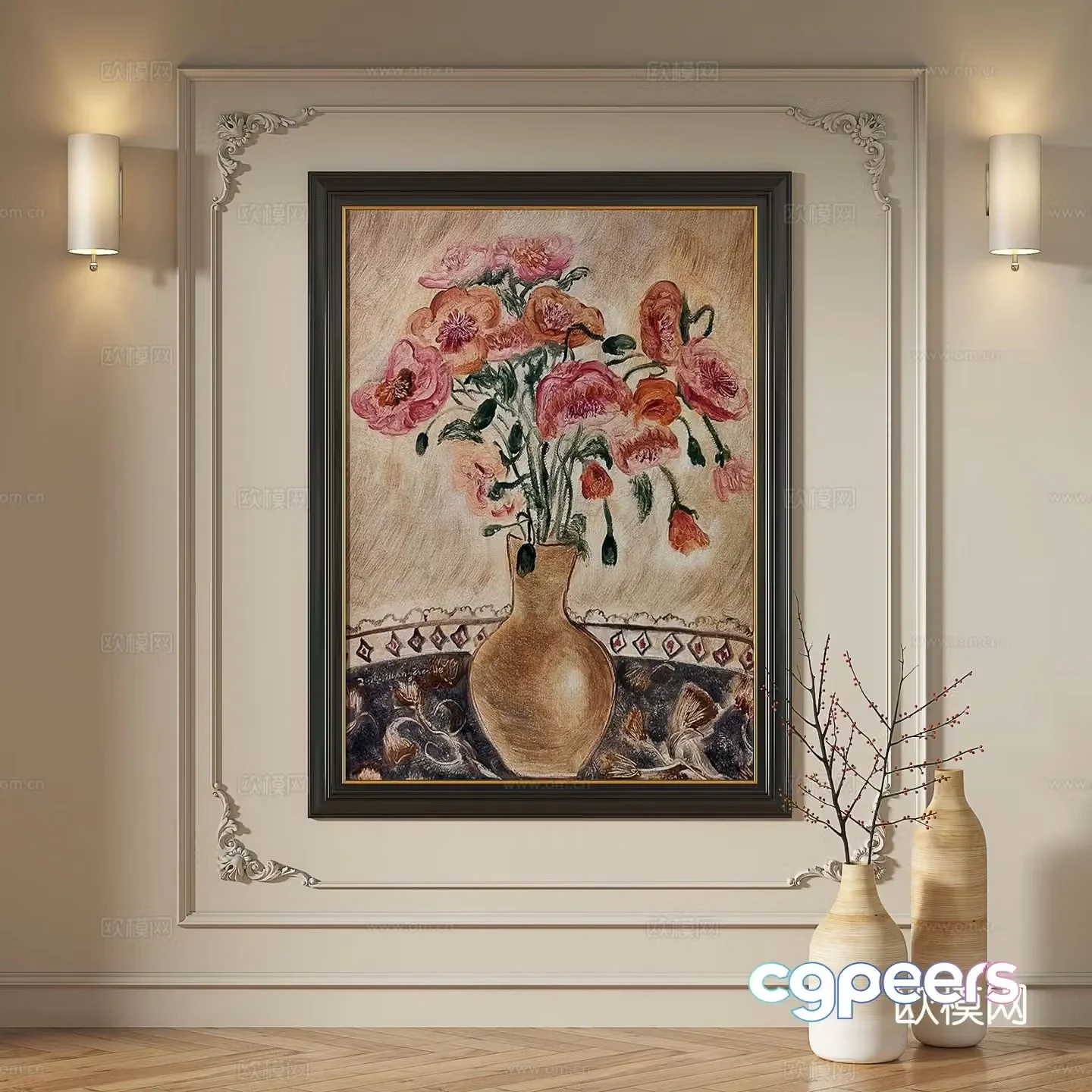 French hanging paintings retro oil paintings European murals classical decorative paintings abstract paintings decorative paintings 3D model