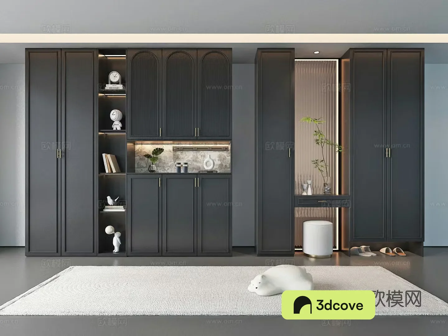 French medieval style entrance partition shoe cabinet