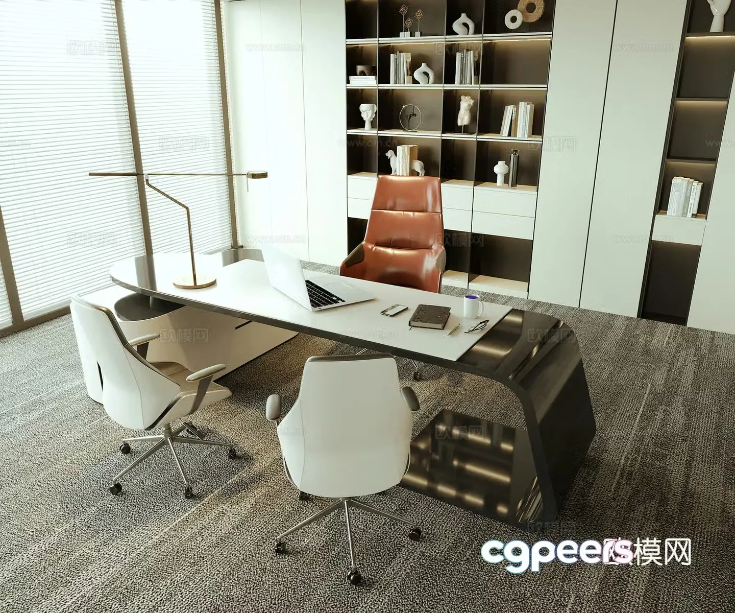 Modern boss office desk chair office chair desk chair office chair office bookcase 3d model