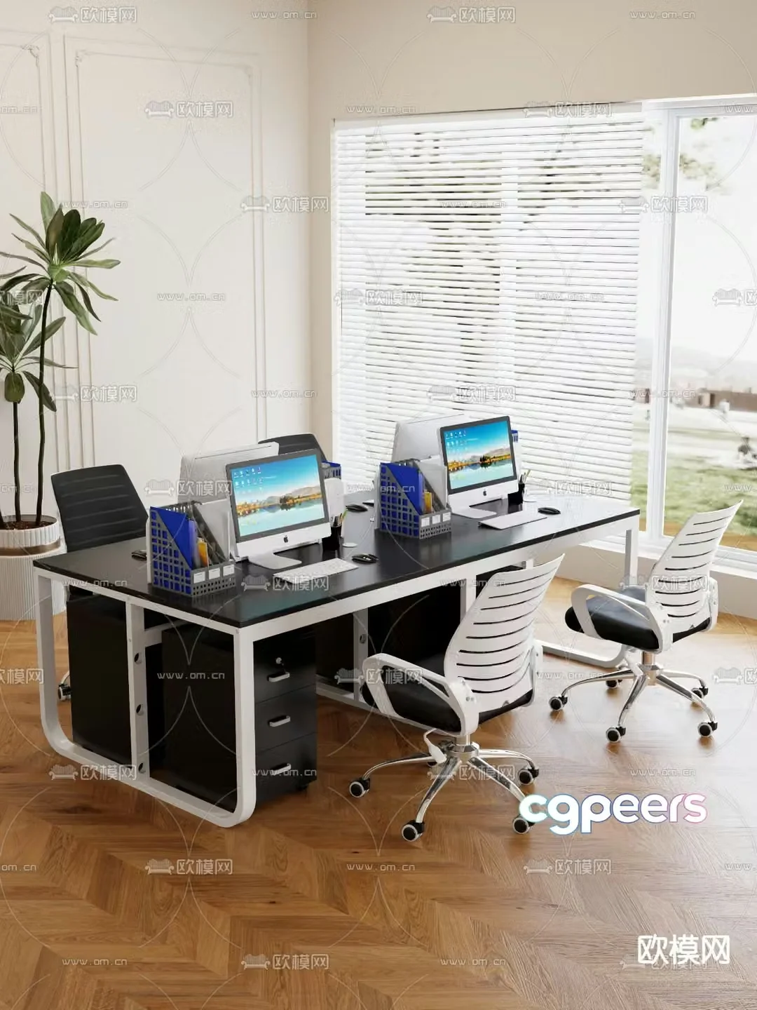 Card desk staff desk workstation 3D model