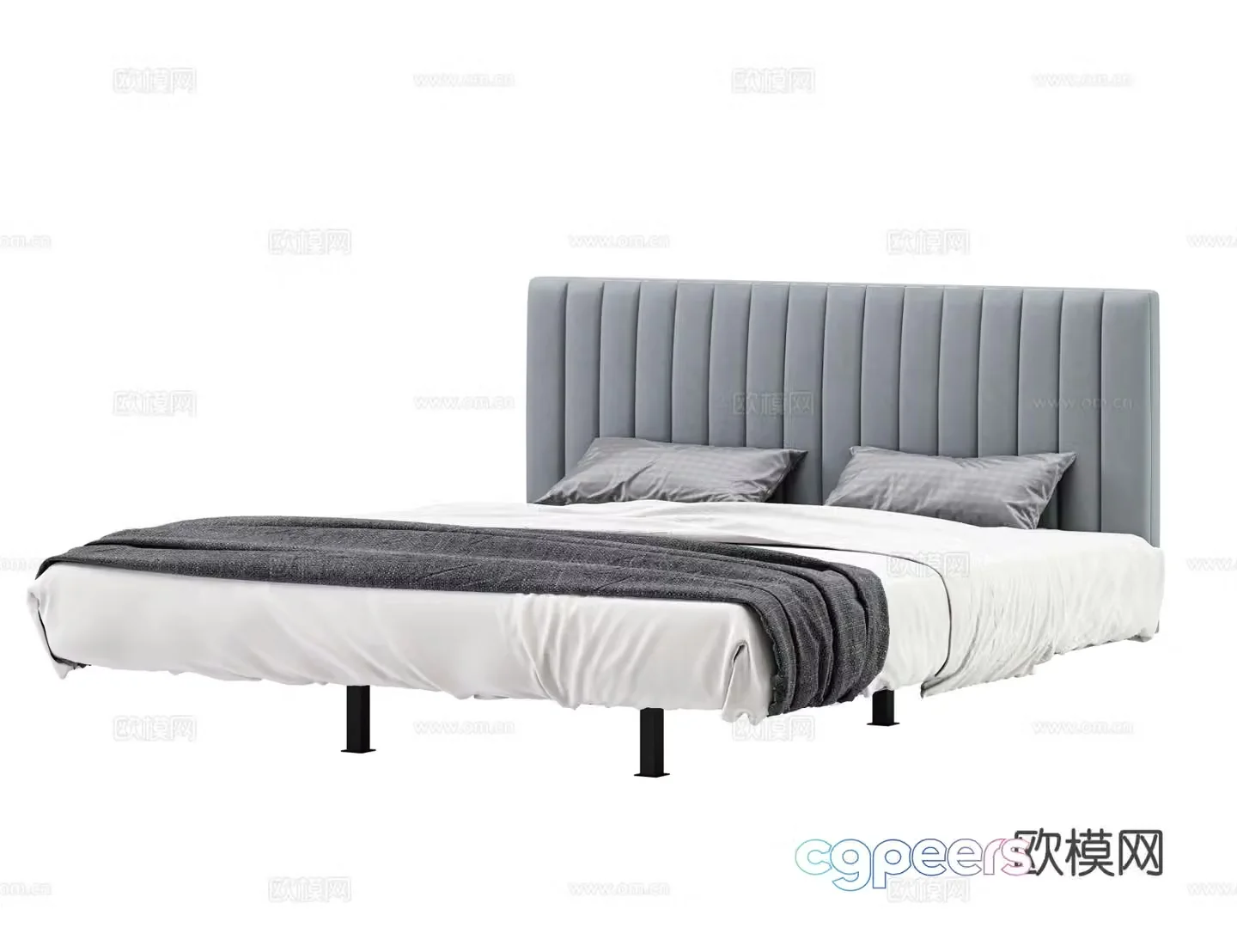 Light luxury double bed suspended bed 3d model