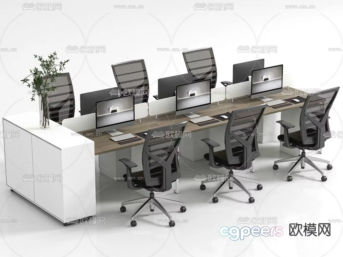 Card space desk staff table 3d model